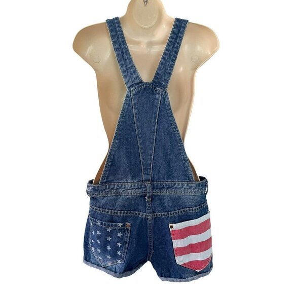 Tipsy Elves Freedom Denim Overalls with American Flag 4th Of July - Picture 6 of 12